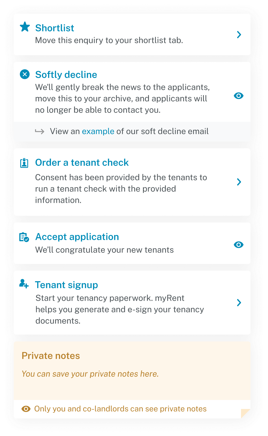 Share or print the report to give to other landlords or tenants